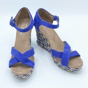 TOMS Sienna Blue Espadrille Wedge